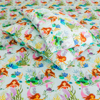 Mermaid's Birthday Party Bed Sheet and Shams Set