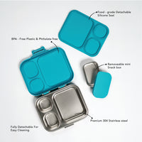 Kids Bento Lunch Box open compartments stainless steel food storage design for school meals