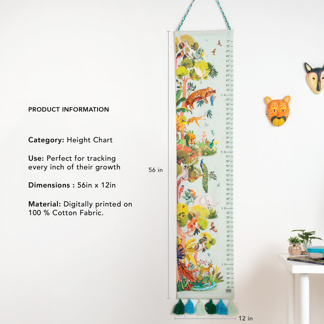 Height chart with jungle animal design 