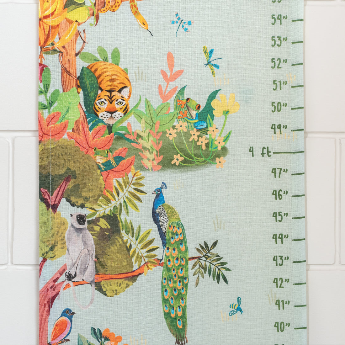 Colorful jungle-themed growth chart with animals and plants Zookeeper