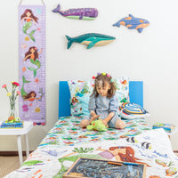 Mermaid's Birthday Party Bed Sheet and Shams Set